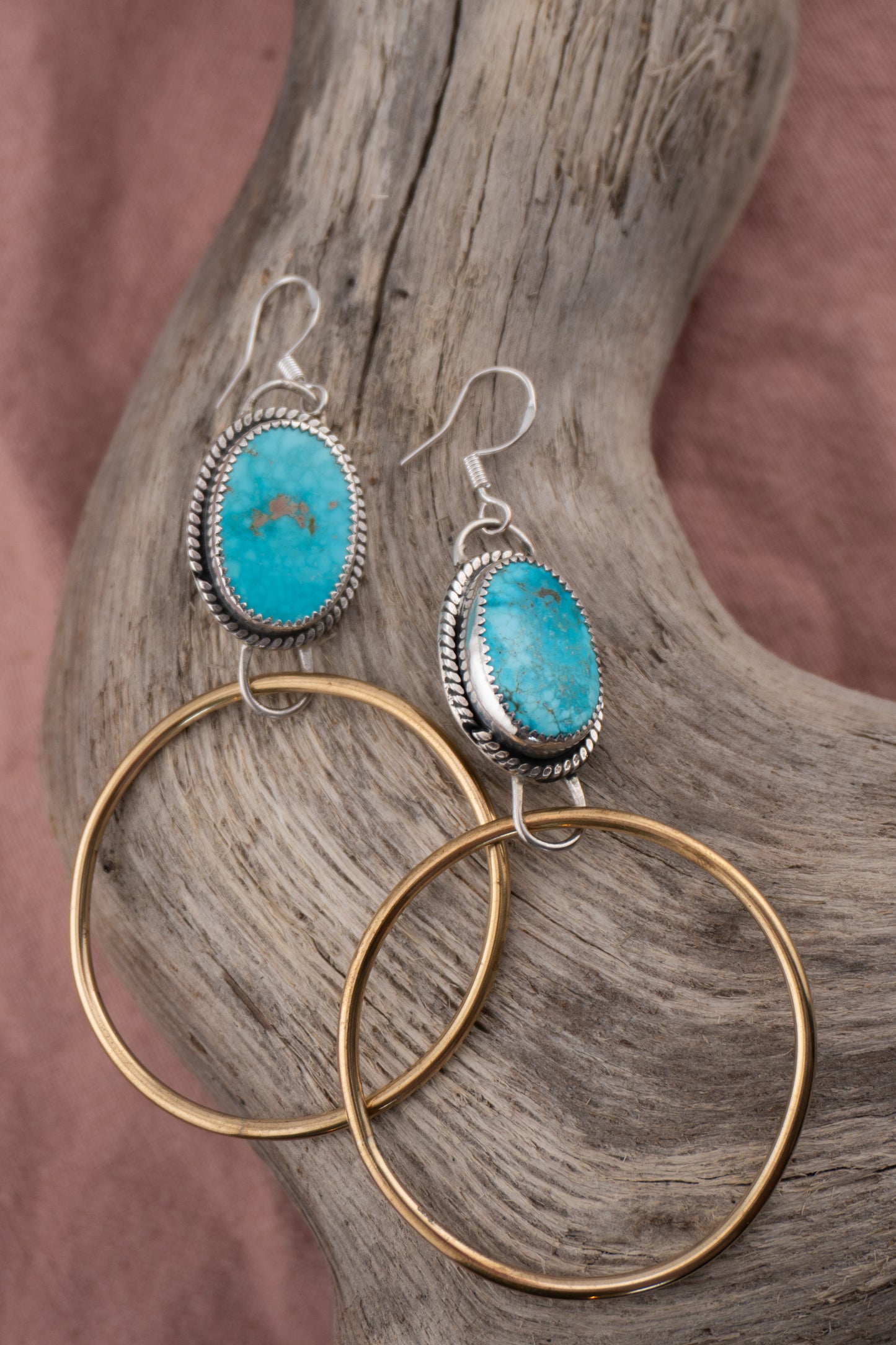 Brass X Turquoise hoops | 3.0