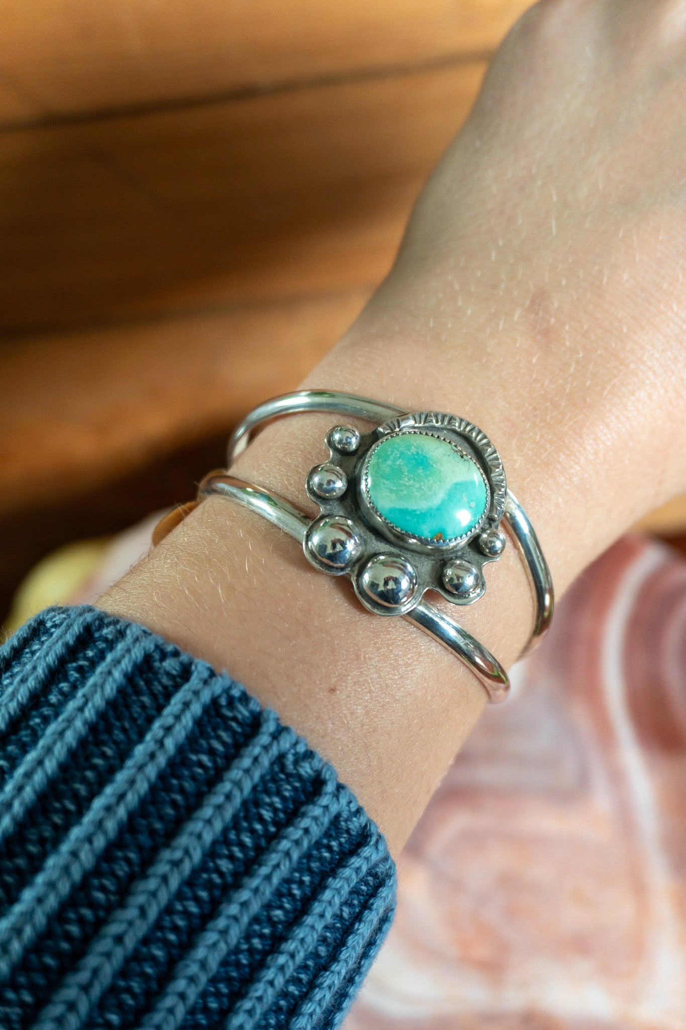 Desert Flower Turquoise Cuff | Size Medium