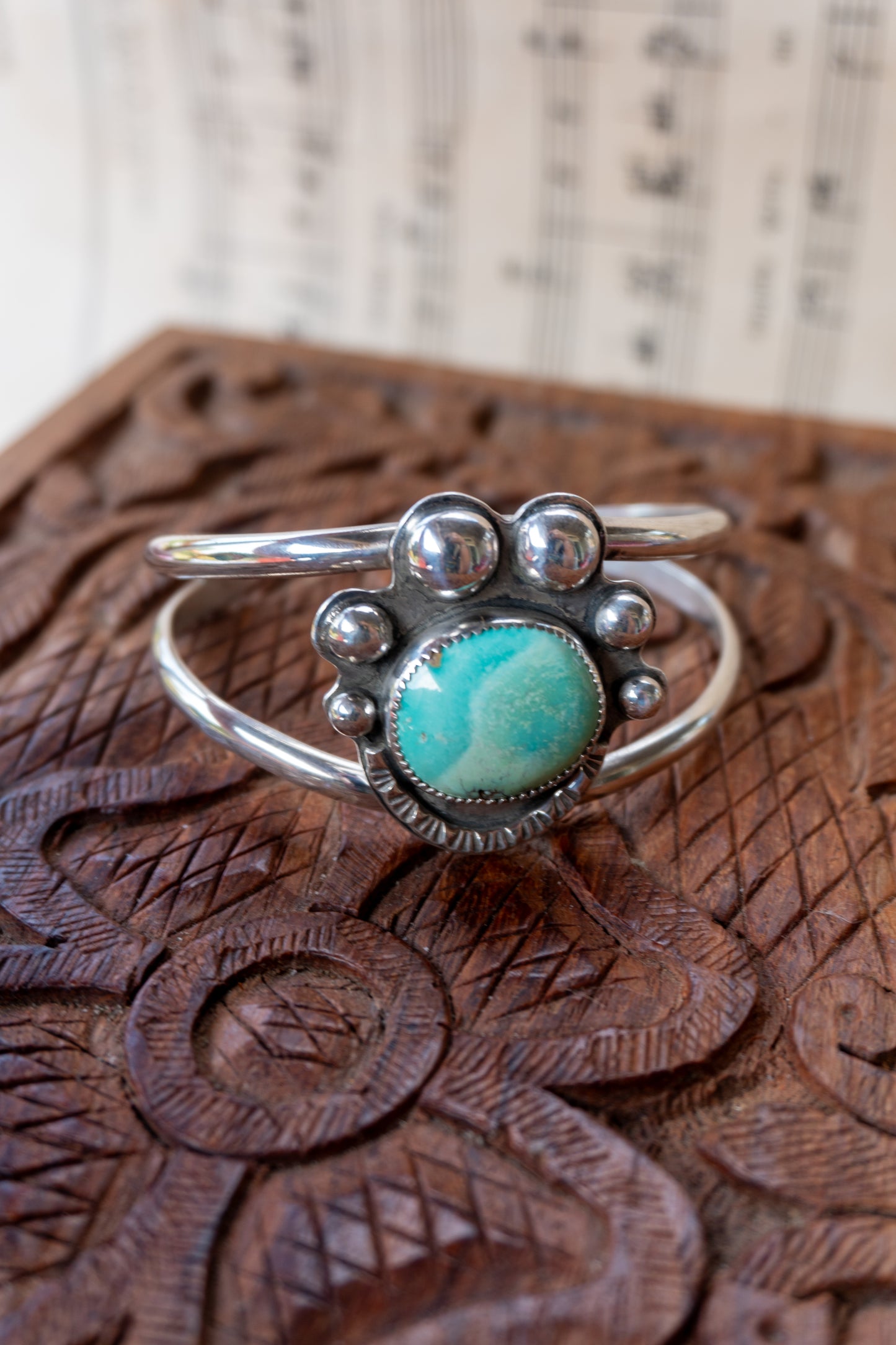 Desert Flower Turquoise Cuff | Size Medium