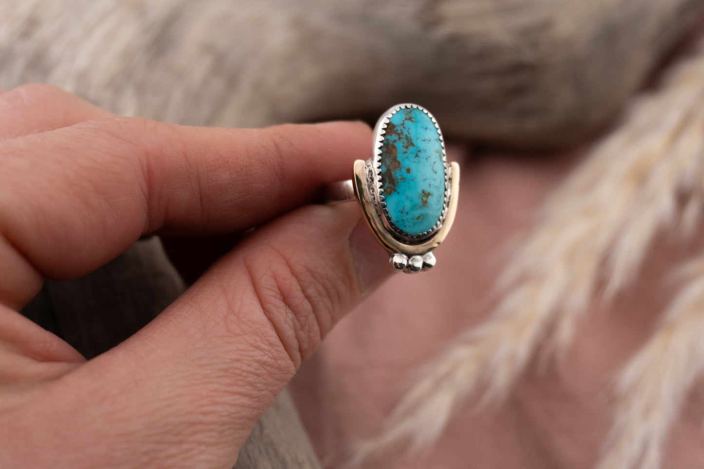 Brass X Turquoise Arch | Size 6.5
