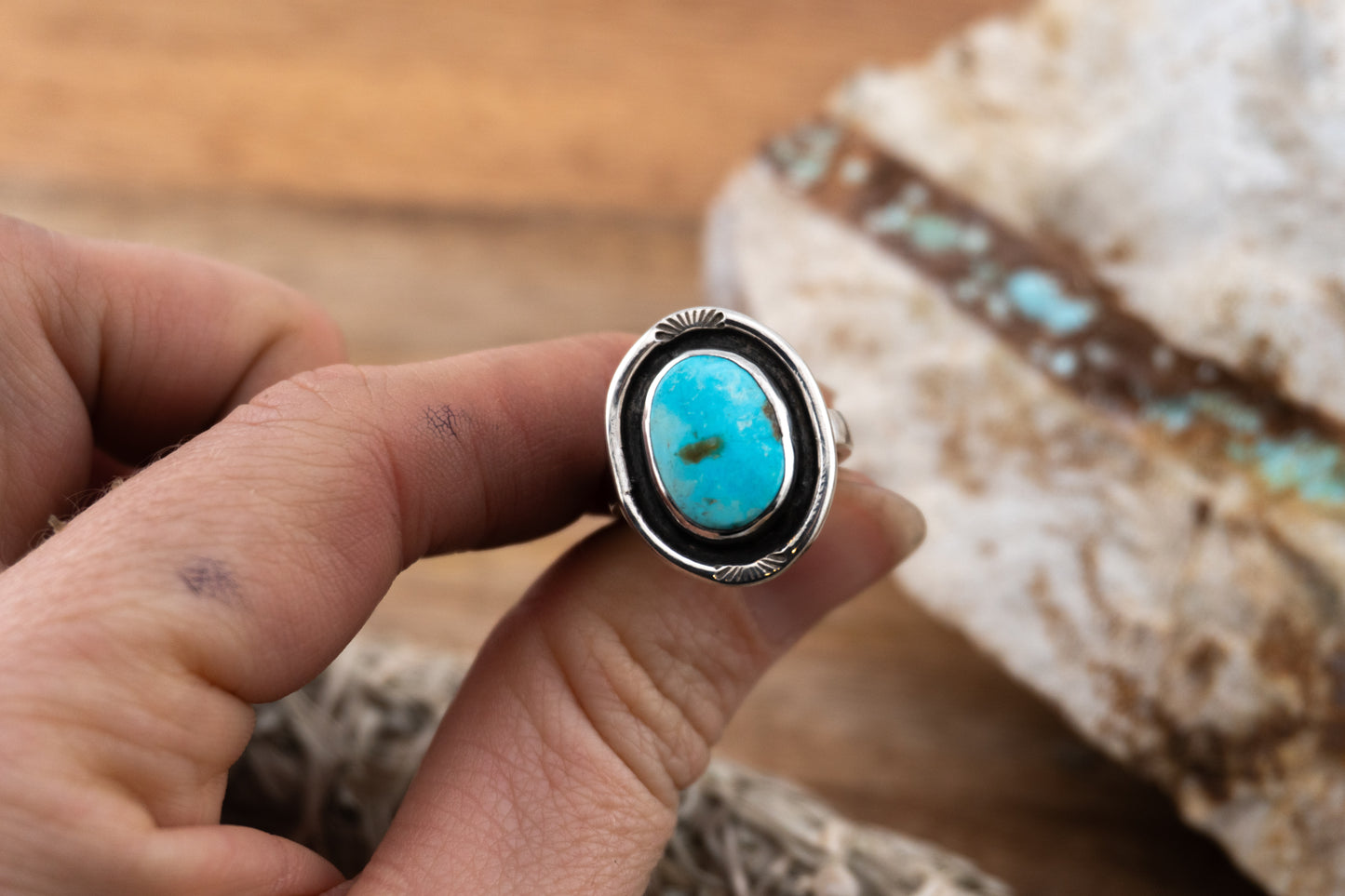 Turquoise Shadow Box Ring | Size 6.5