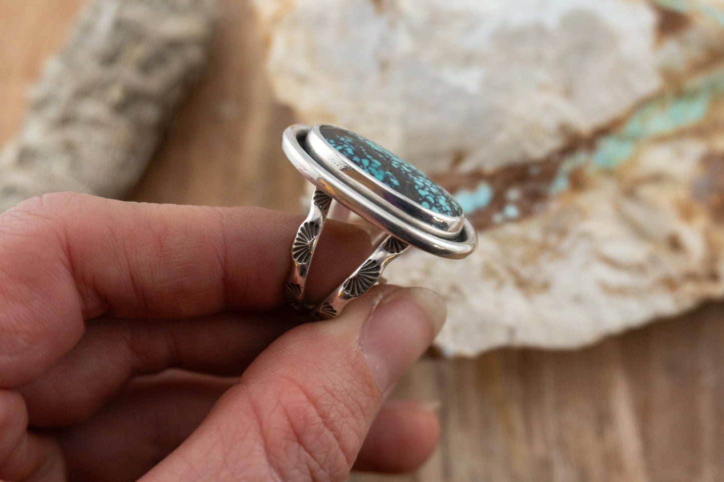 Spider-Wed Turquoise Ring | Size 9.5