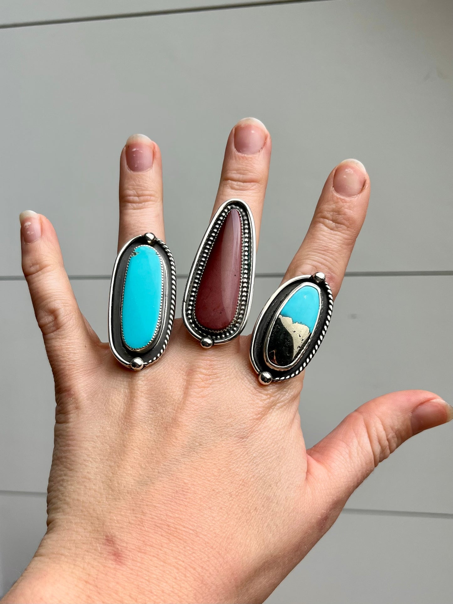 Pyrite Turquoise Statement Ring | Size 9.25