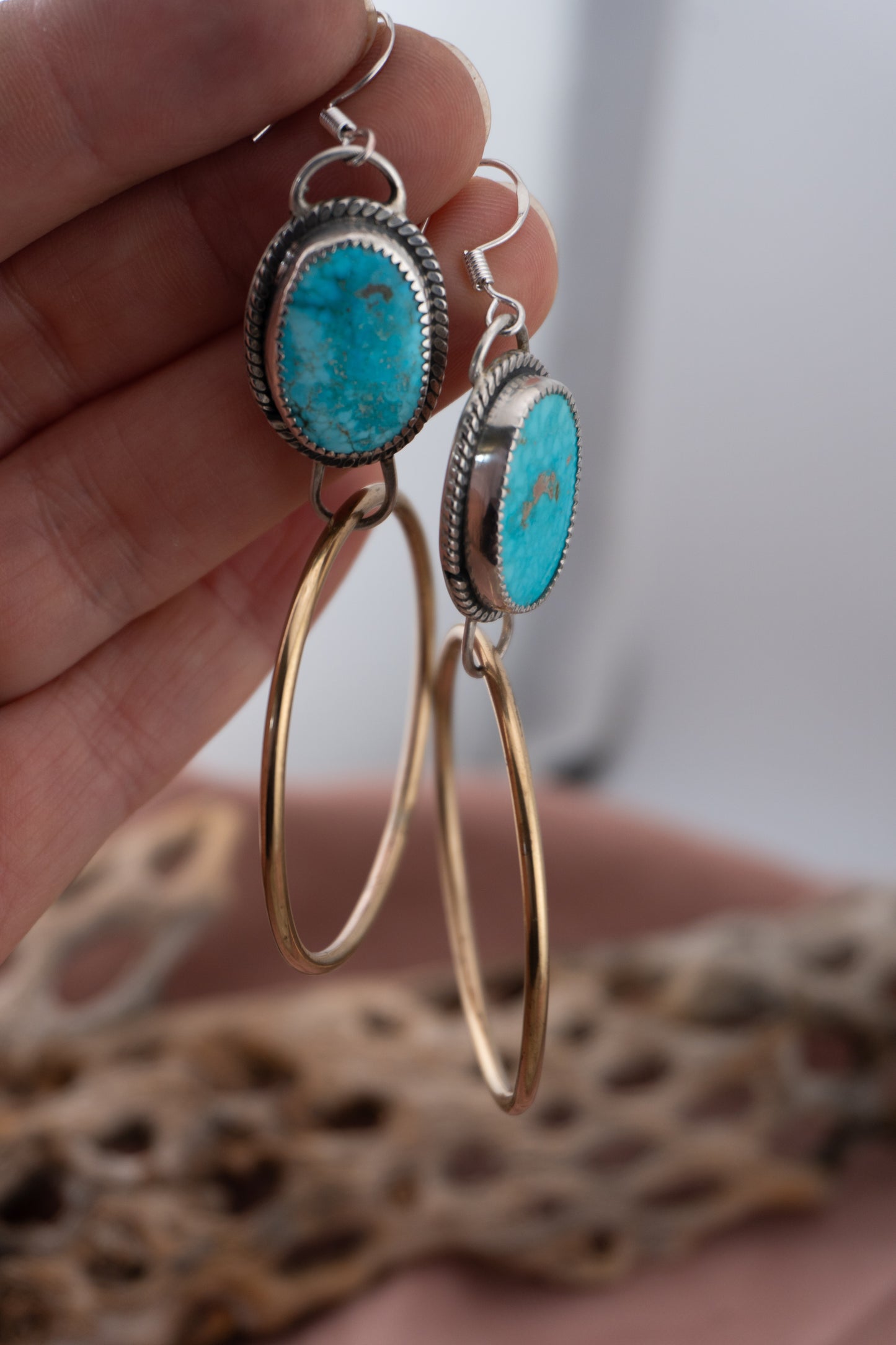 Brass X Turquoise hoops | 3.0