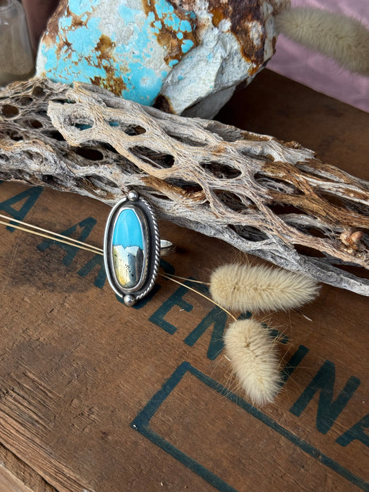 Pyrite Turquoise Statement Ring | Size 9.25
