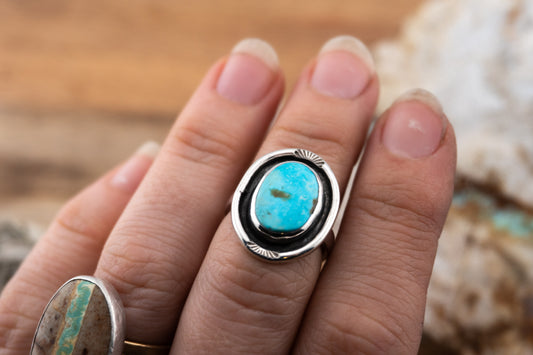 Turquoise Shadow Box Ring | Size 6.5