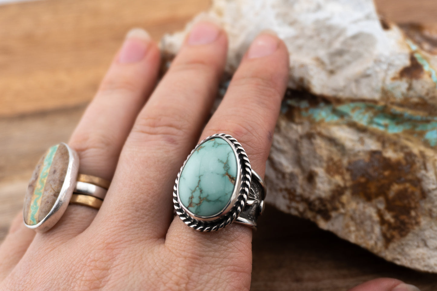 Chunky Minty Turquoise Ring | Size 9
