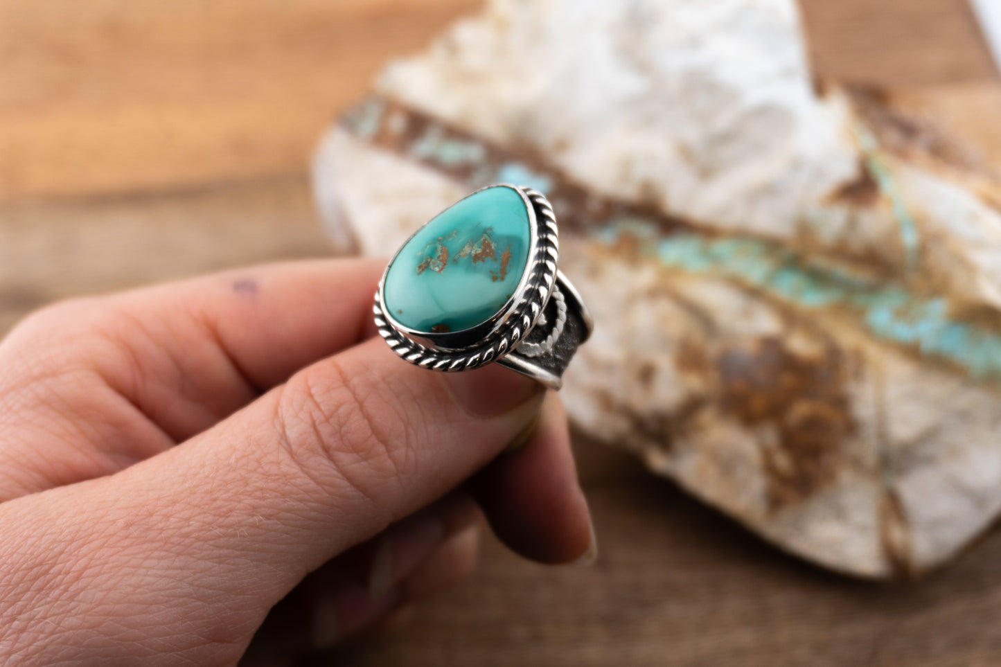 Chunky Emerald Turquoise Ring | Size 9