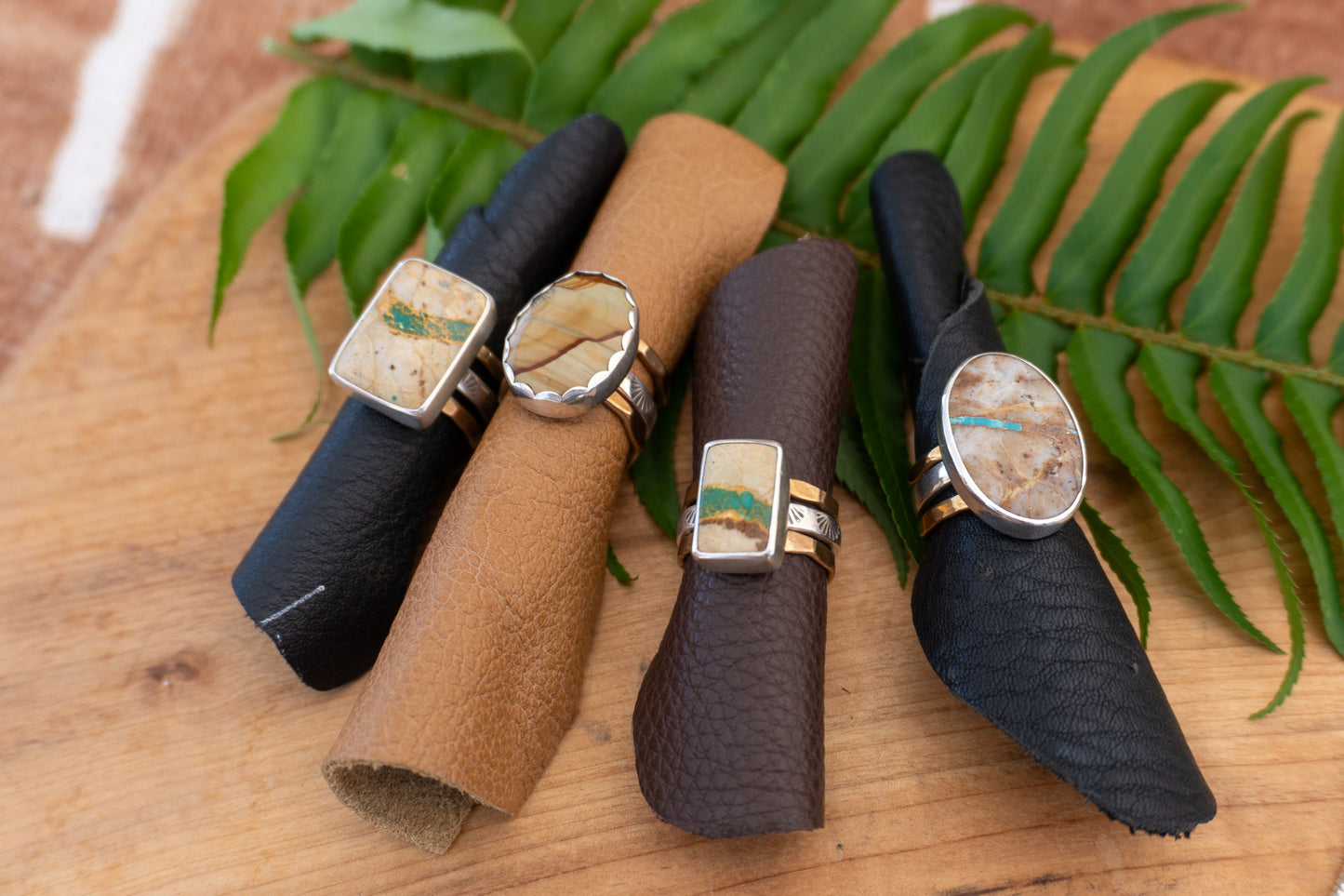 Landscape Jasper Brass Stacker Set | Size 8.5
