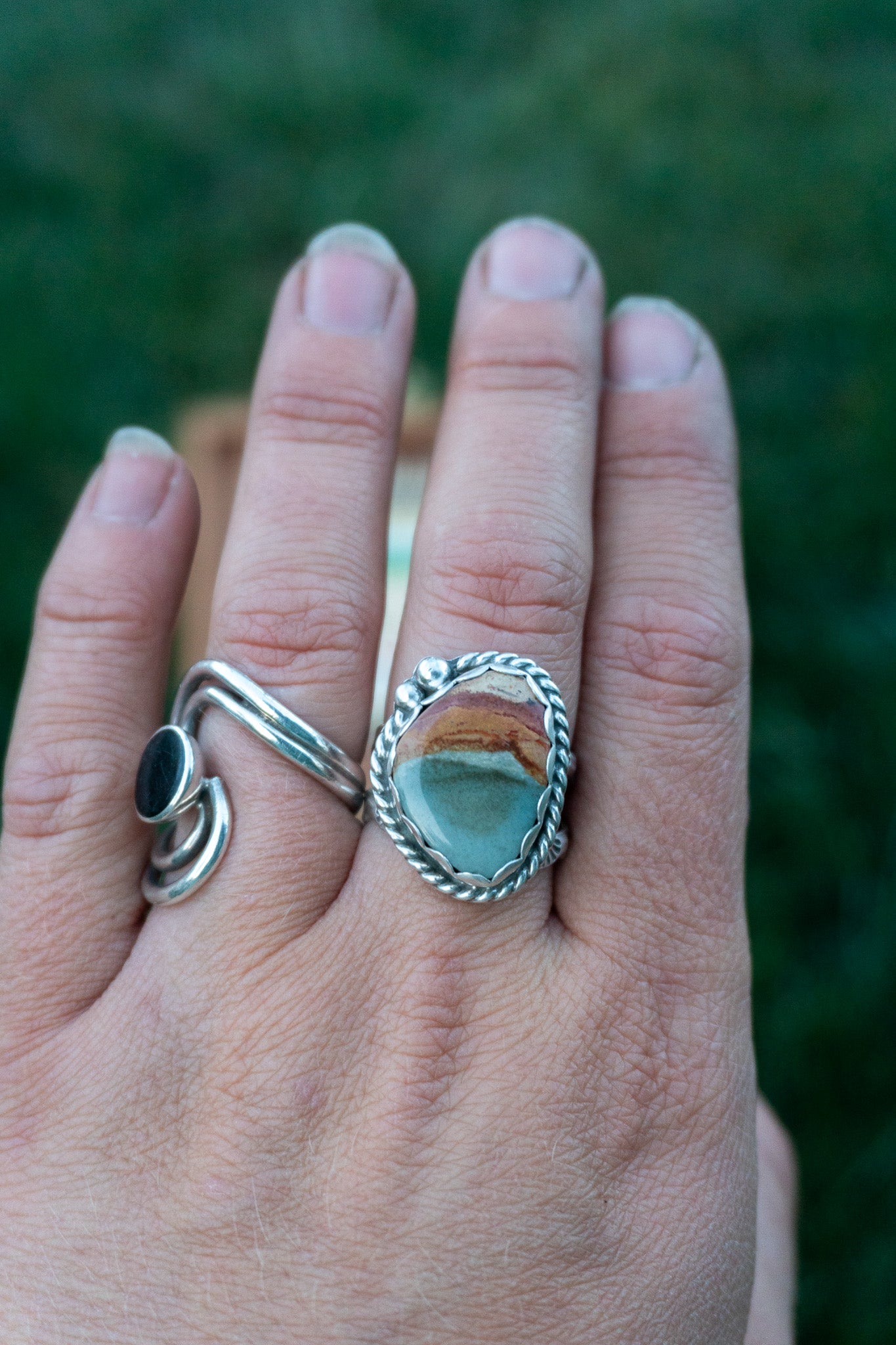 Groovy Landscape Jasper Ring | Size 9.5