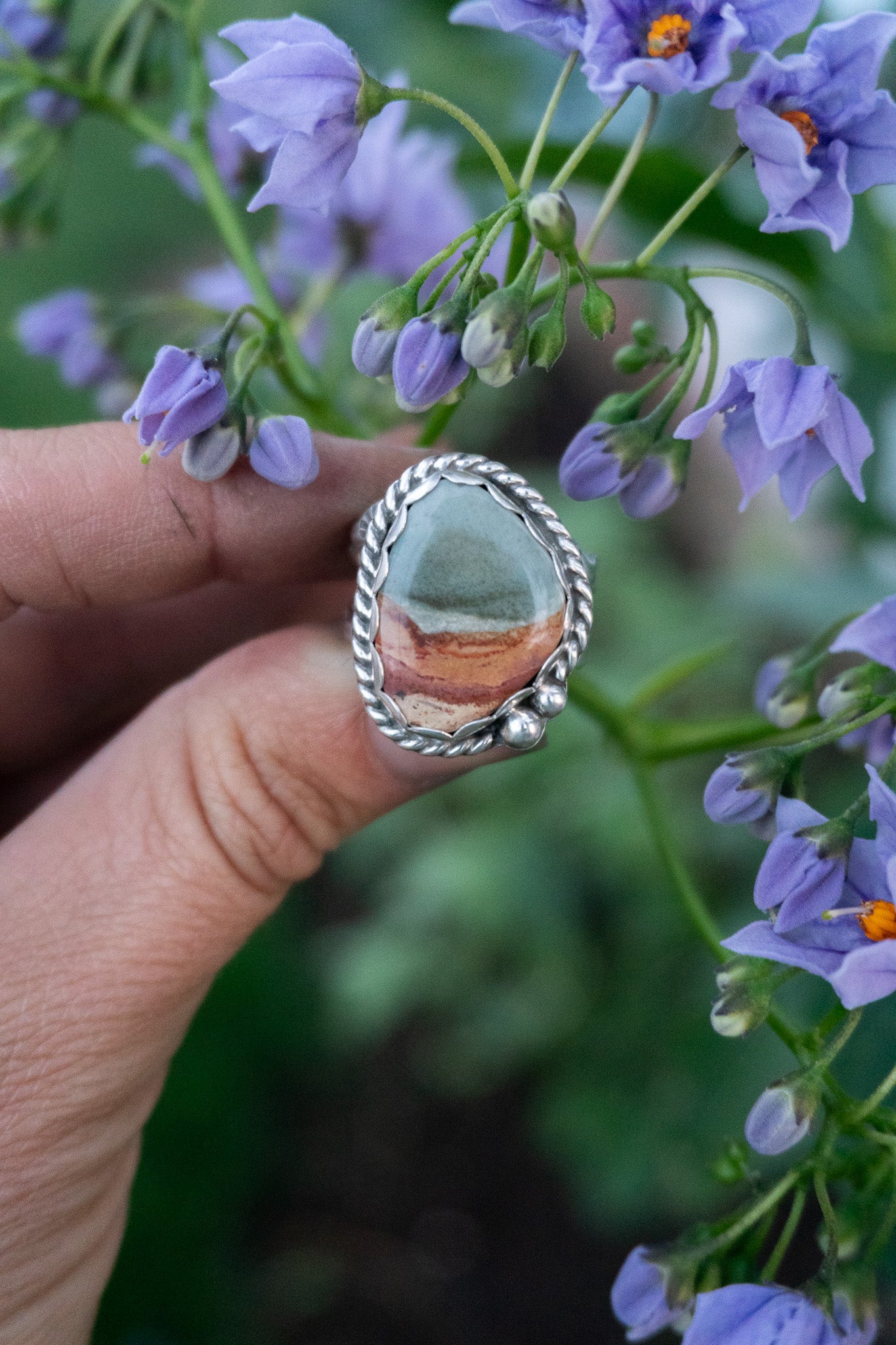 Groovy Landscape Jasper Ring | Size 9.5