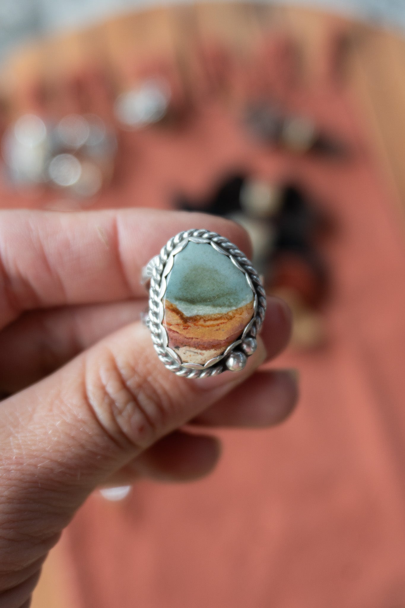 Groovy Landscape Jasper Ring | Size 9.5