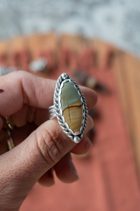 Owyhee Landscape Jasper Ring | Size 8.75