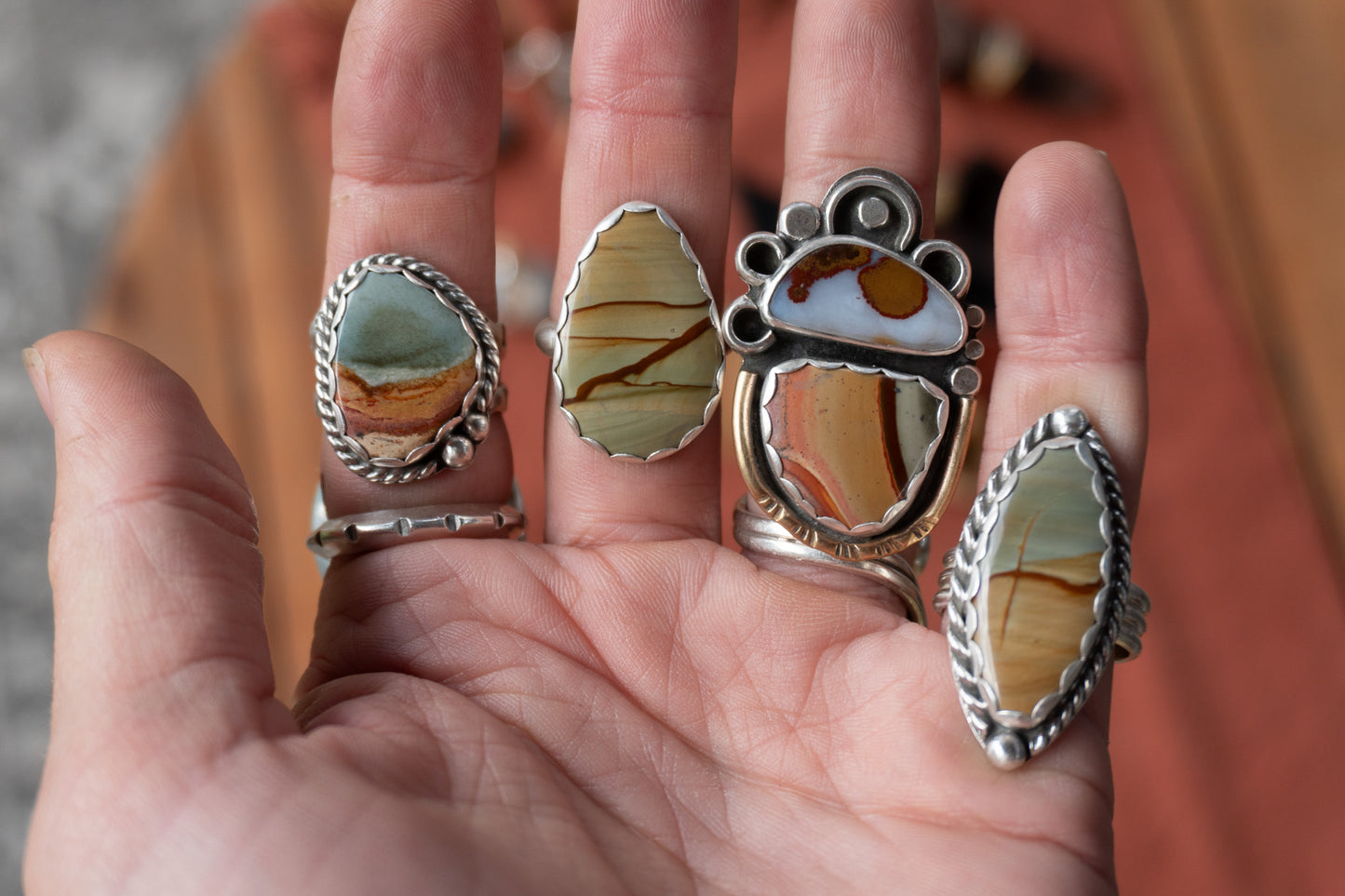 Oregon Landscape Jasper Ring | Size 8.25