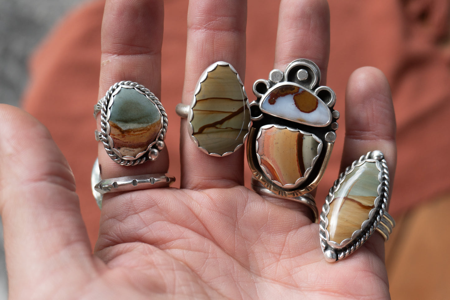 Owyhee Landscape Jasper Ring | Size 8.75