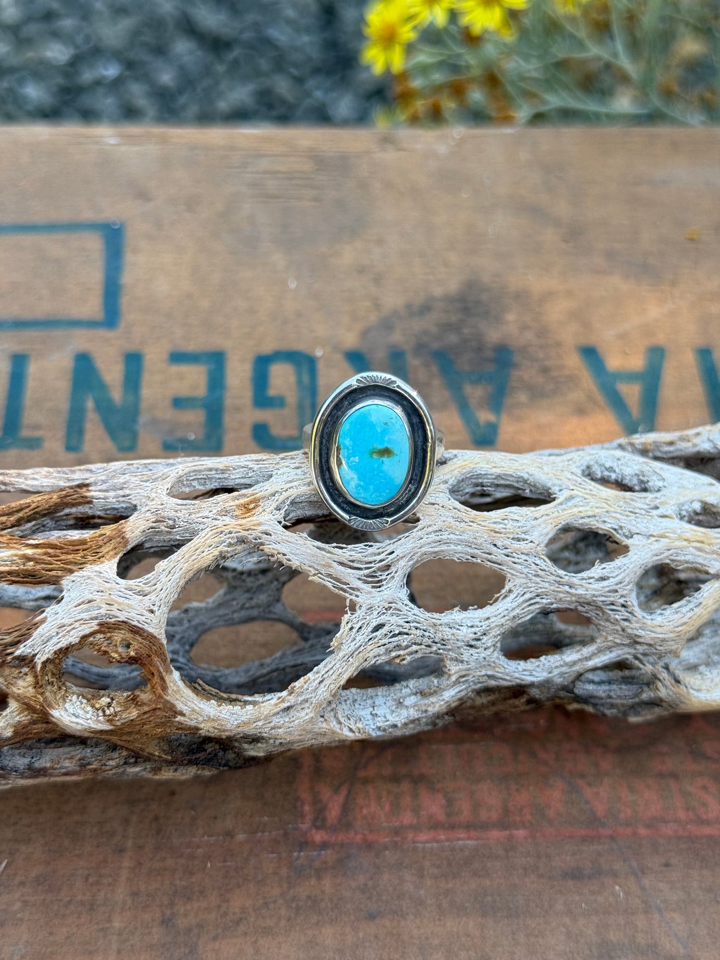 Turquoise Shadow Box Ring | Size 6.5