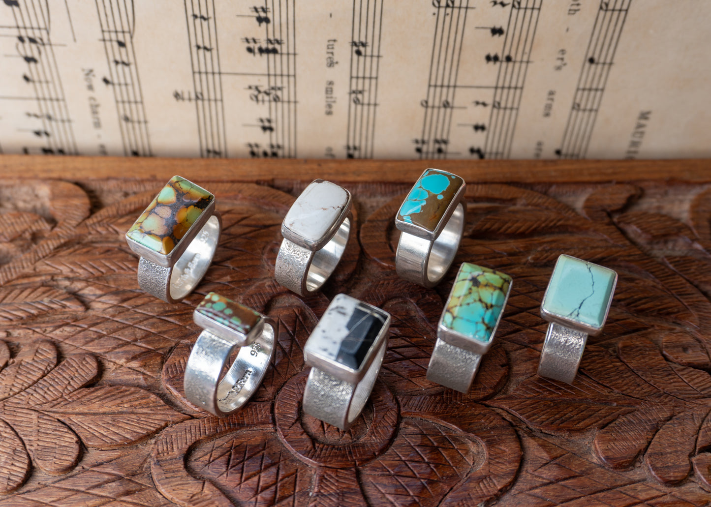Chunky Turquoise Ring | White Buffalo | Size 8.5