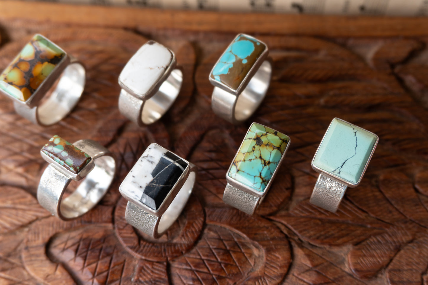 Chunky Turquoise Ring | White Buffalo | Size 8.5