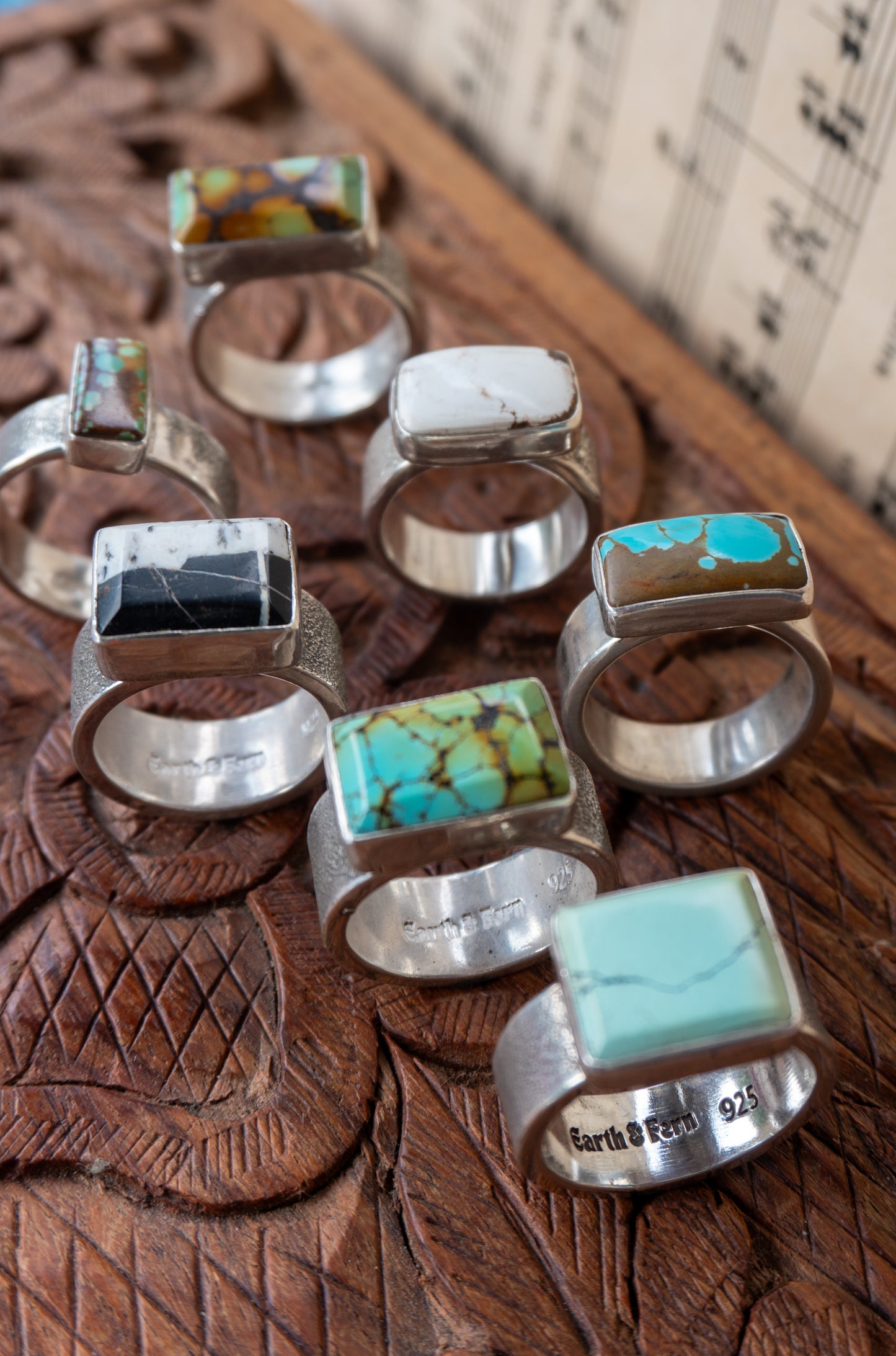 Chunky Turquoise Ring | White Buffalo | Size 8.5