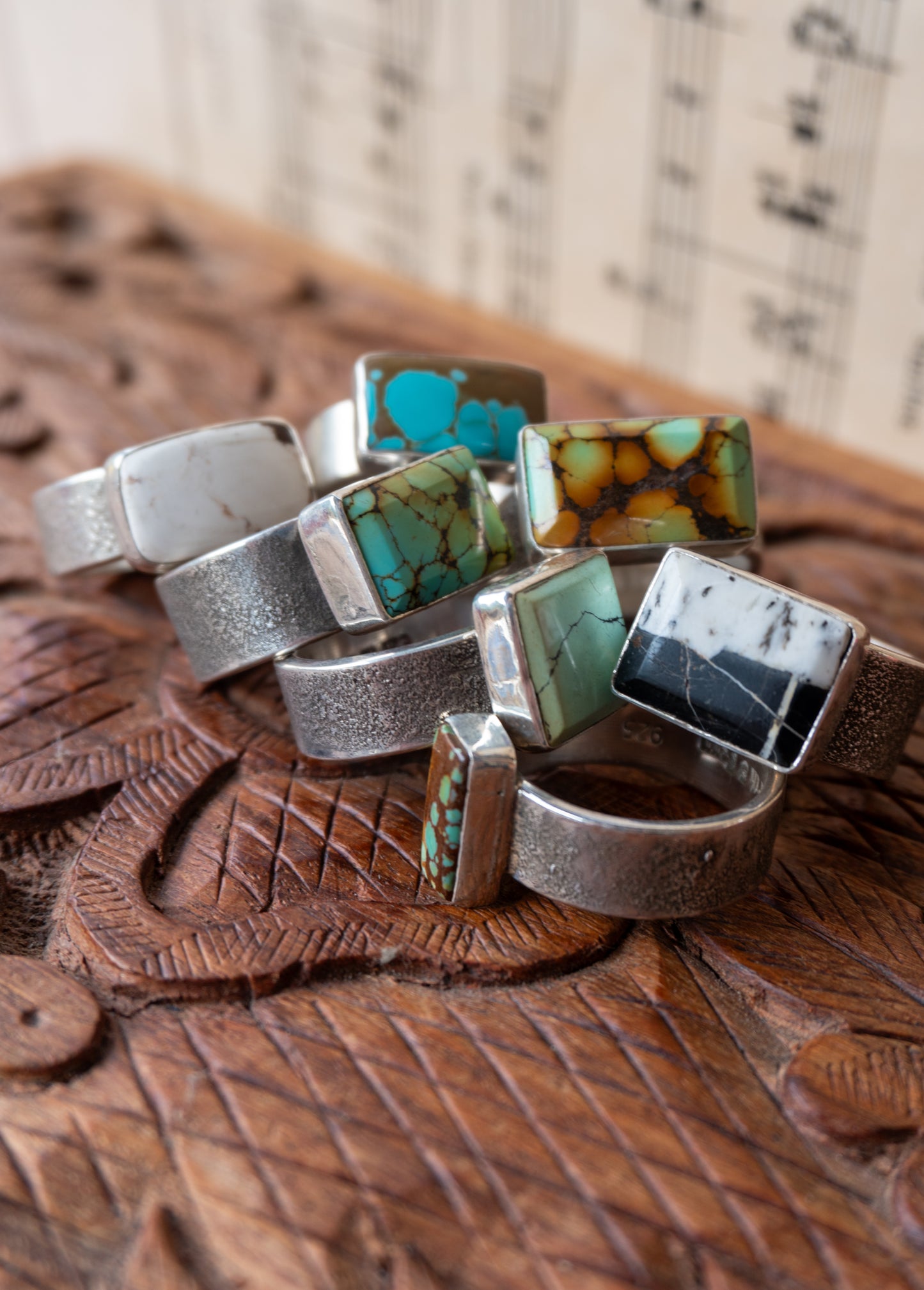 Chunky Turquoise Ring | White Buffalo | Size 8.5