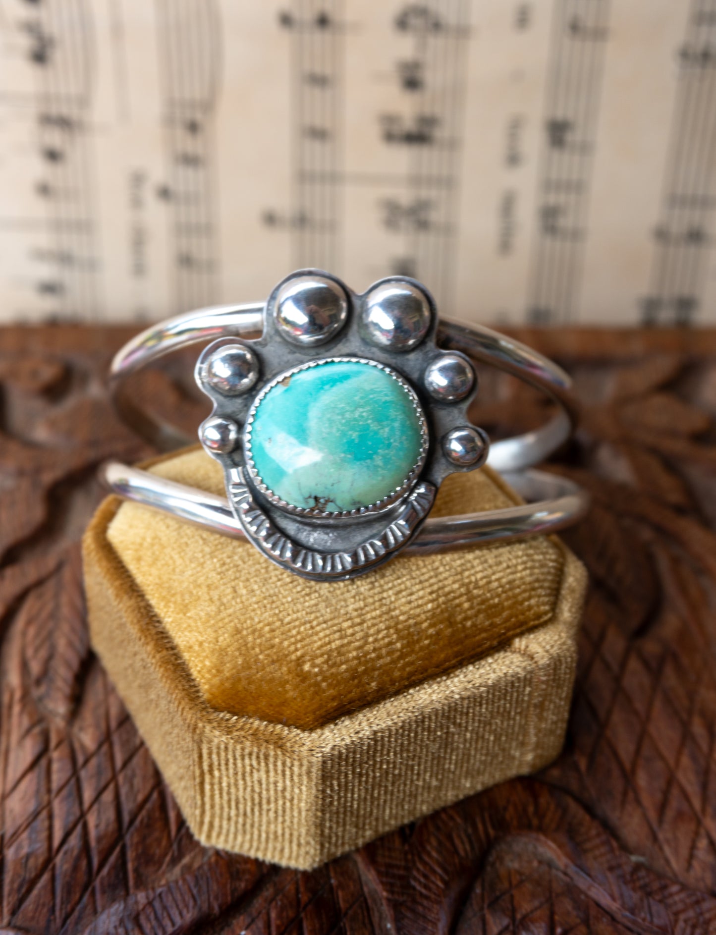 Desert Flower Turquoise Cuff | Size Medium